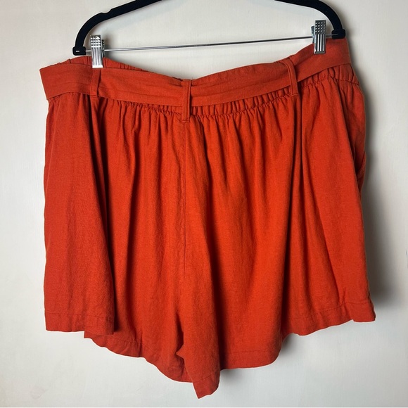 Ava‎ & Viv - Women’s Linen Blend Orange Shorts Belted Plus Size - Sz. 2X - Picture 2 of 7